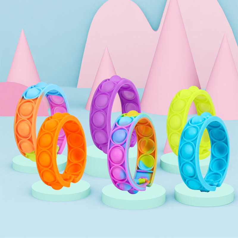 Fashion Fidget Toys For Children Push Bubble Dimple Bracelet Decompression Toy Adults Anti Stress Reliever Sensory Toy Kids Gift