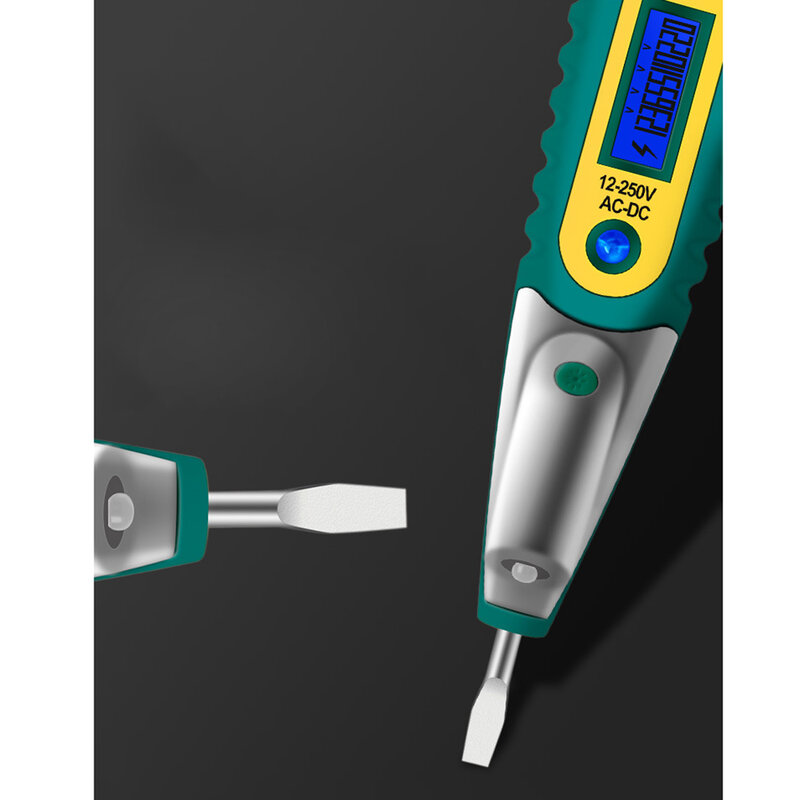 Ac/dc 12 250v não-contato lcd caneta de teste elétrico tensão detector digital testador medidores de tensão instrumentos elétricos ferramenta
