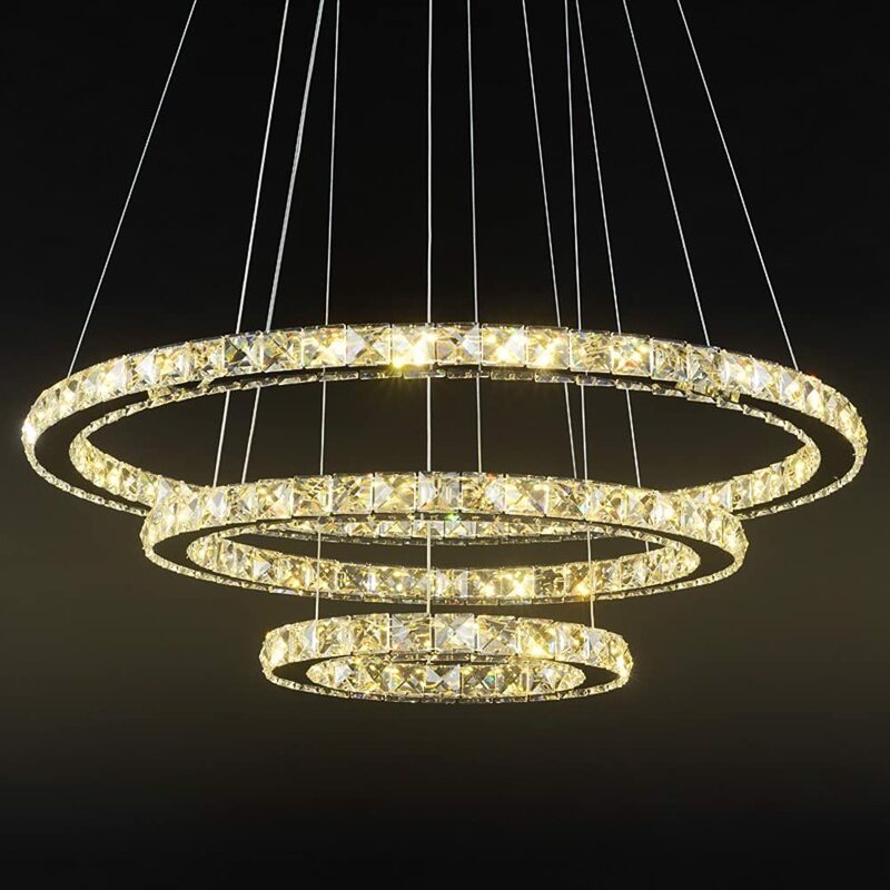 Luxury Crystal Chandeliers Rings Pendant Lamp Home Decor Hanging Lamp Suspension Luminaire  Indoor Lighting  Room Decoration