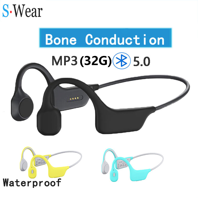 Cuffie senza fili impermeabili Bluetooth 5.0 cuffie a conduzione ossea cuffie sportive all'aperto con microfono per la spedizione