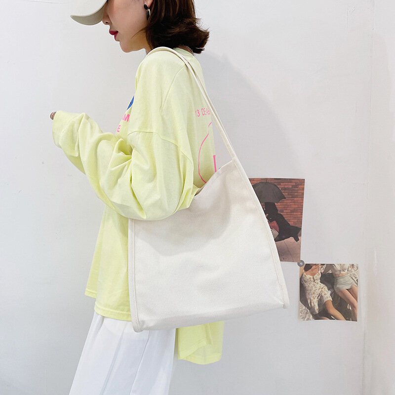 女性のためのキャンバスのトートバッグ,中国のスタイル,ファッション2021,非対称の裸の肩,キャンバスショッピングバッグ,w6