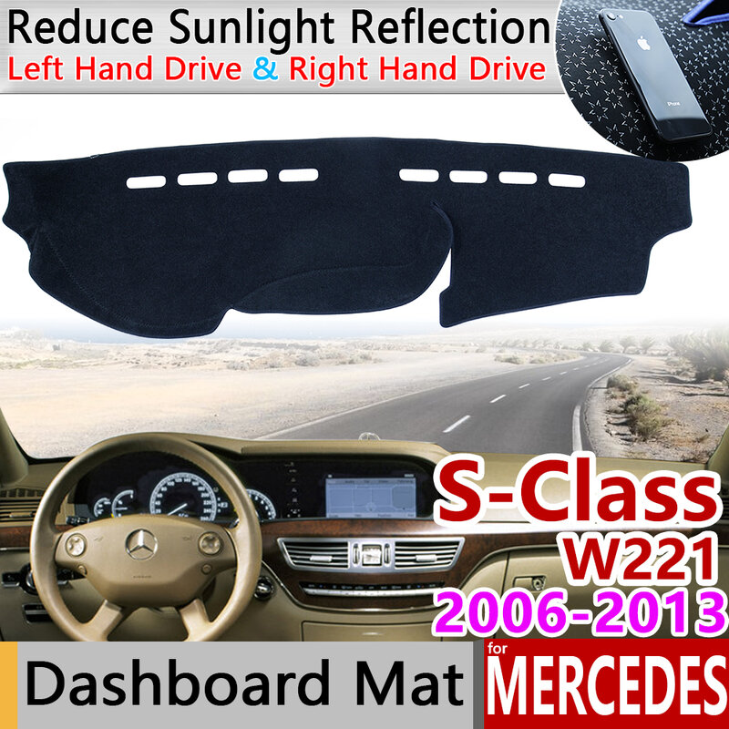 Para Mercedes Benz S-Classe W221 Anti-Slip Mat Pad Painel Sombrinha Dashmat Acessórios Do Tapete S-Klasse s300 S320 S400 S500 S600