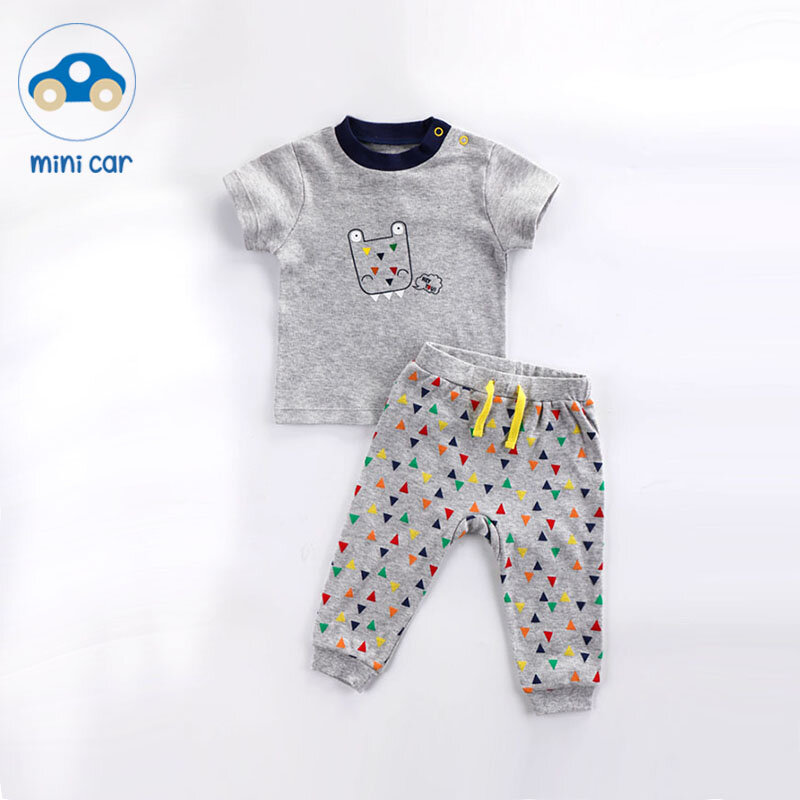 Bayi Pakaian Anak Laki-laki Musim Panas Lengan Pendek T-Shirt + Celana Anak Dua Sepotong Set