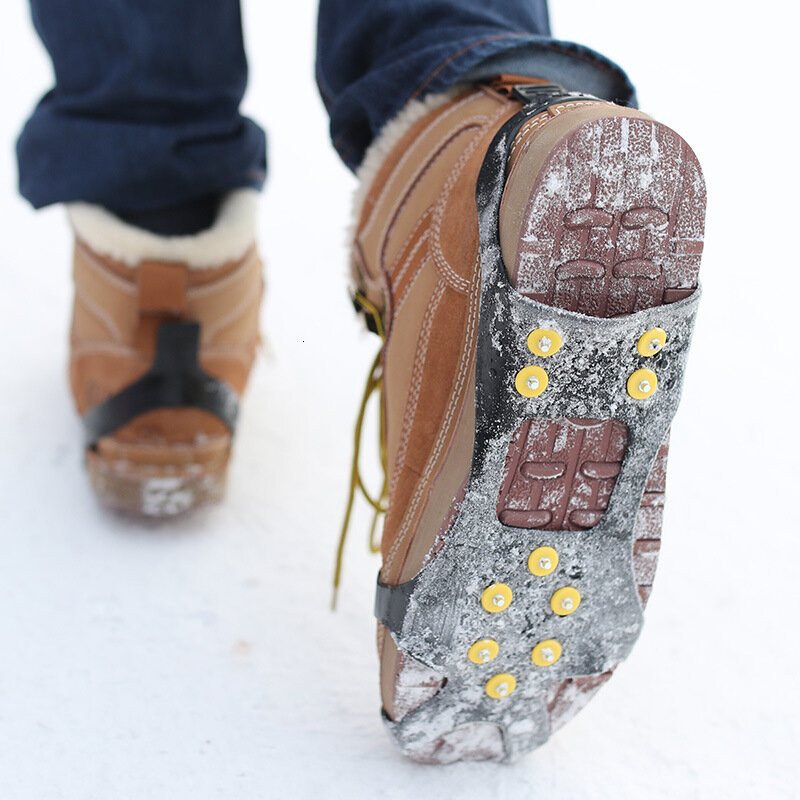 Crampones antideslizantes de 10 dientes para nieve, escalada en hielo, montañismo, escalada en roca, campo de nieve, juego de zapatos antideslizantes, empuñaduras para zapatos
