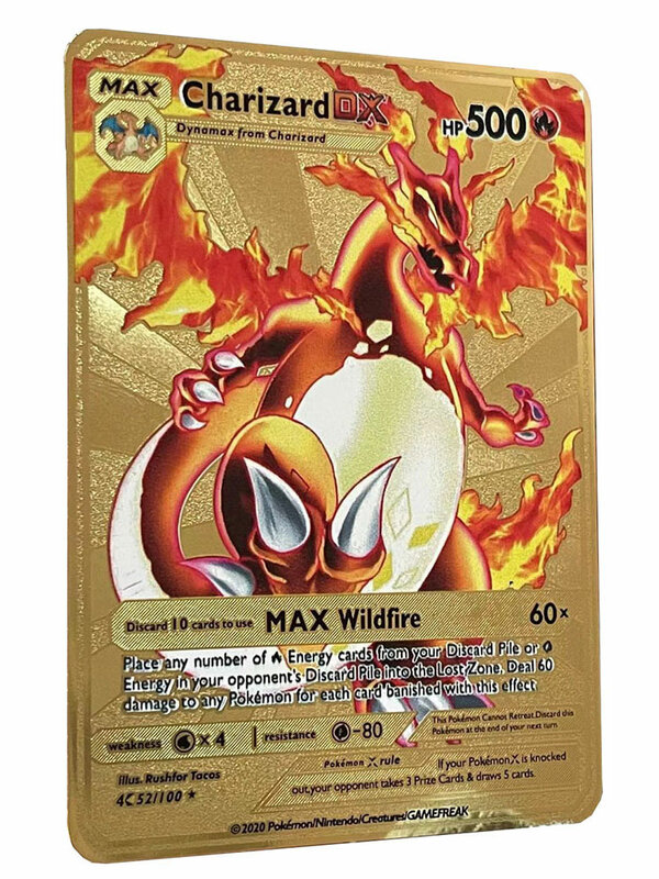 Cartes Pokemon Arceus Vmax en métal, 10000 points, bricolage, Pikachu Charizard, édition limitée, cadeau pour enfants, cartes de Collection