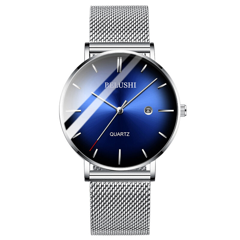 Reloj de pulsera ultrafino de cuarzo para hombre, cronógrafo deportivo de marca de lujo, de negocios, resistente al agua, analógico, de malla de acero