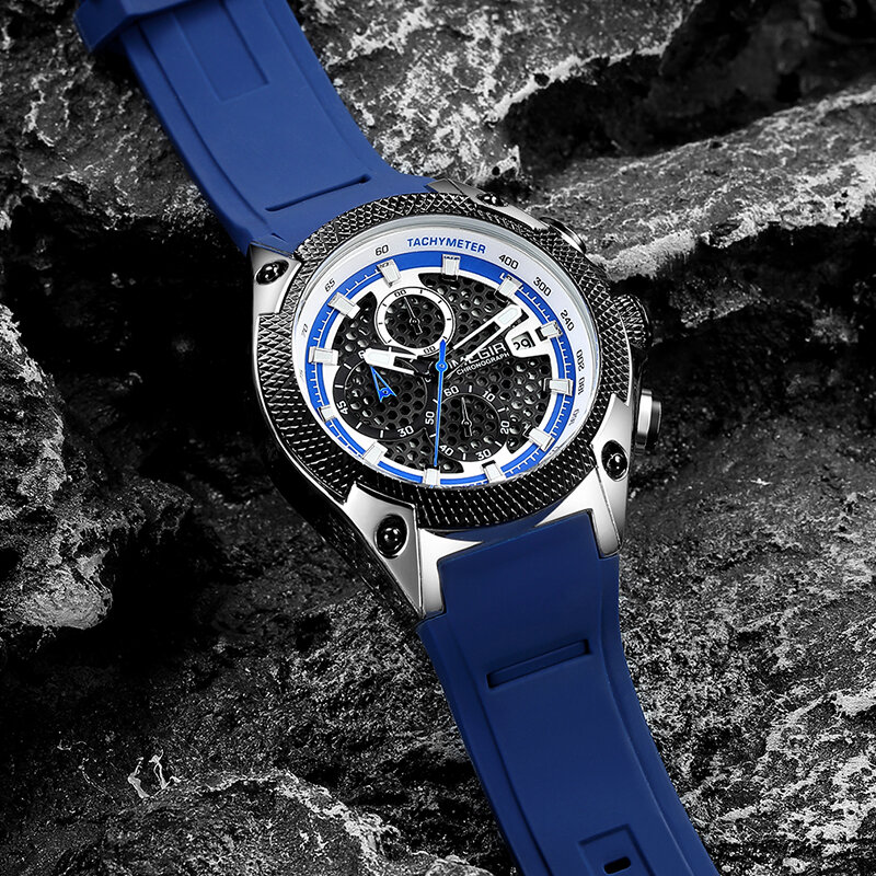Megir Mannen Sport Horloges Relogio Masculino Blauw Siliconen Heren Horloges Top-Brand Luxe Lichtgevende Waterdichte Quartz Horloge Mannelijke