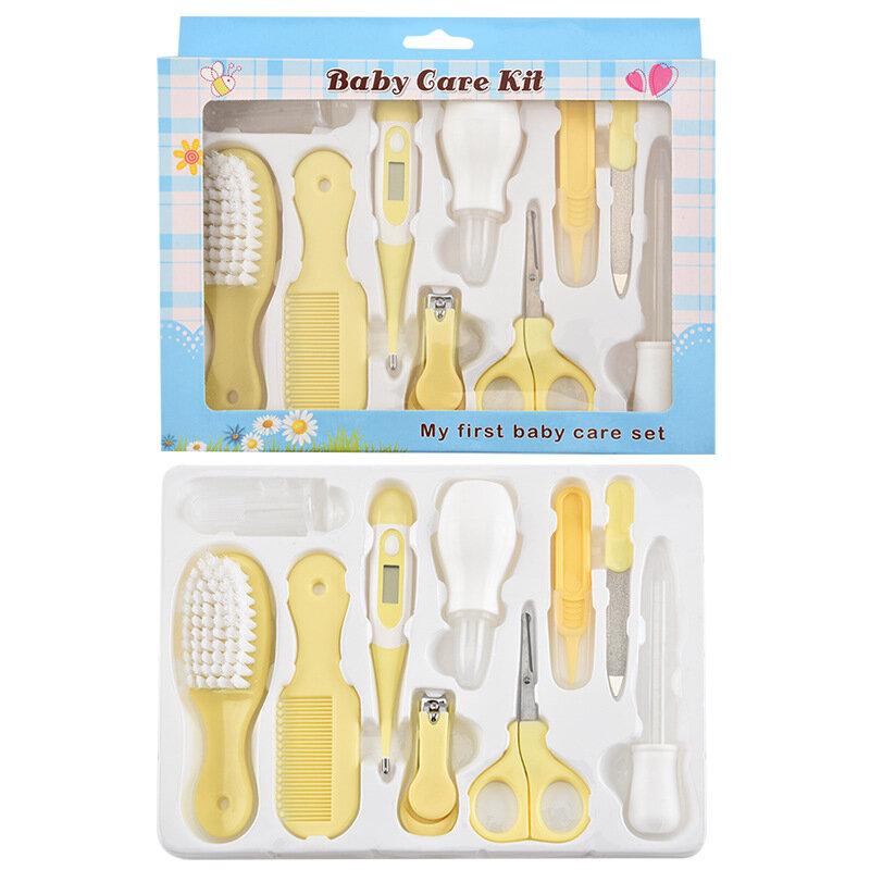 Multi-piece baby care set newborn hair trimmer nail thermometer beauty brush set scissors comb teether function children's wash