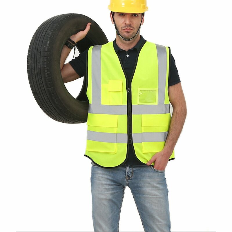 ) Multi-pocket Reflective Vest Riding Traffic Vest Safety Railway Coal Miners Uniform Vest Breathable Reflective Vest