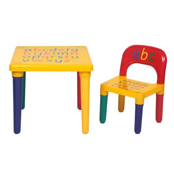 Juego de mesa de plástico con letras para niños, conjunto de mesa y sillas para actividades infantiles, juguete divertido, 1 set