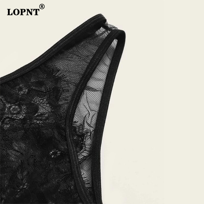 Lomnt conjunto de sutiã transparente, lingerie sexy para mulheres, flor bordada erótica