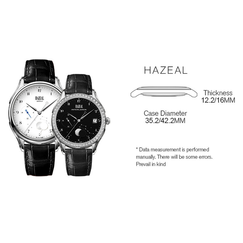 HAZEAL oryginalny Design para mechaniczny zegarek luksusowy kobiety mężczyźni zegarek wodoodporny data godziny projekt szafirowy zegar kryształowy