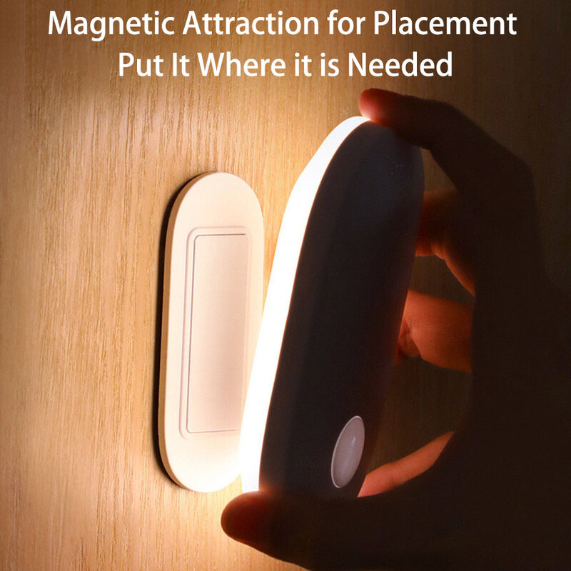 Baseus-luz nocturna magnética con detección de movimiento humano, lámpara Led recargable, automática, para pared