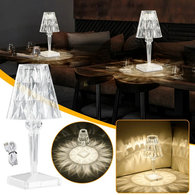 Atmosphere Light Night Light Usb To-uch Led Light Crystal Diamond Table Lamp
