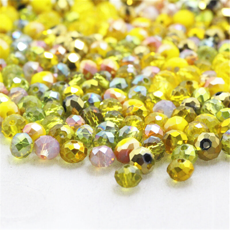 Ischuaka-contas de vidro, cores mistas, 4x6mm, 50 peças, rondelle, áustria, cristal facetado, espaçador solto, contas redondas para fabricação de joias
