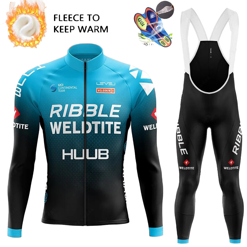 2021 Men's HUUB Long Sleeves Cycling Jersey set Winter Thermal Fleece Bicycle Team Cycling Clothing MTB Roupa Ciclismo Masculino