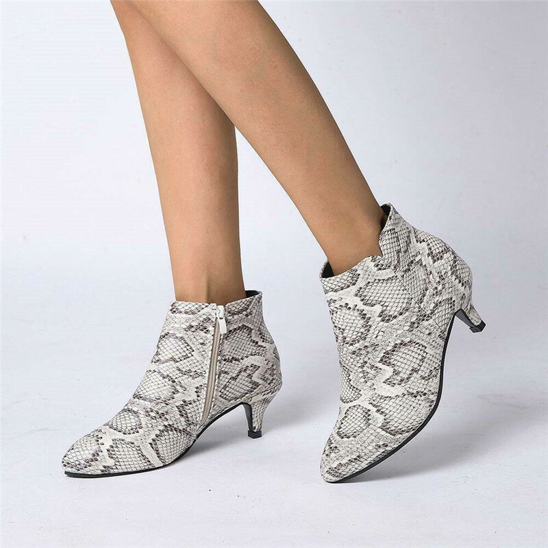  Women Suede Ankle Boot Mid Stiletto Heel Side Zip Pointed Toe Party Work Outdoor Shoe Fine Heel Leopard Print Fashion