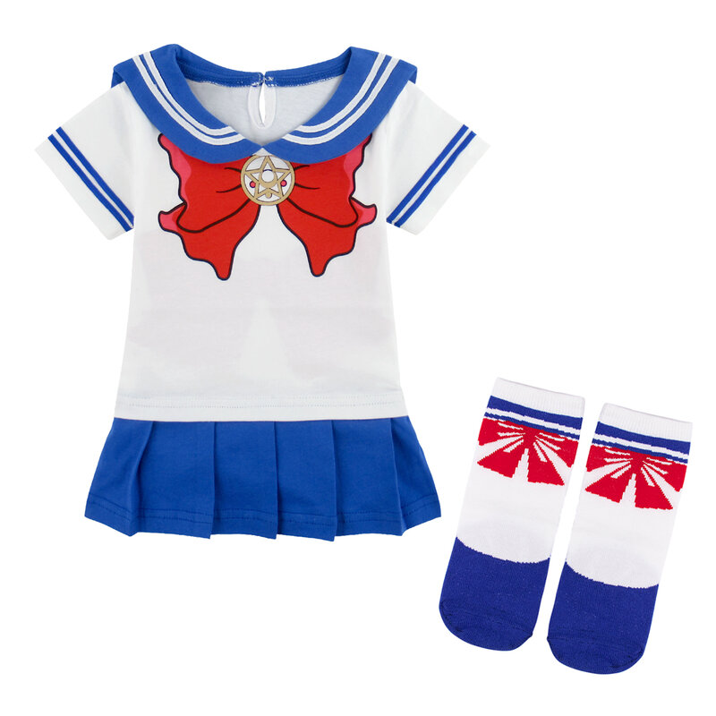 Dziewczynek Sailor Moon kostium cosplayowy Anime sukienka z krótkim rękawem niemowlę Halloween kostiumy noworodka Tsukino Usagi Cos ubrania