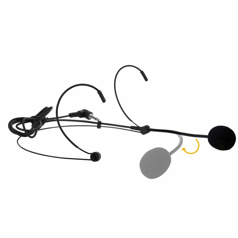 Uni-Directional Head-mounted Headworn Headset Ear-hook Microphone Mic Flexible Wired Boom for Voice Amplifier Amp Loudspeaker
