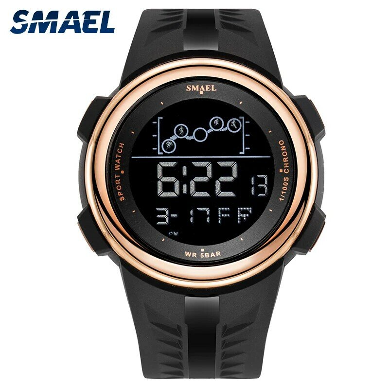 Smaelファッションデジタル腕時計メンズクロノグラフ防水5ATM屋外スポーツウォッチ男性電子時計1703
