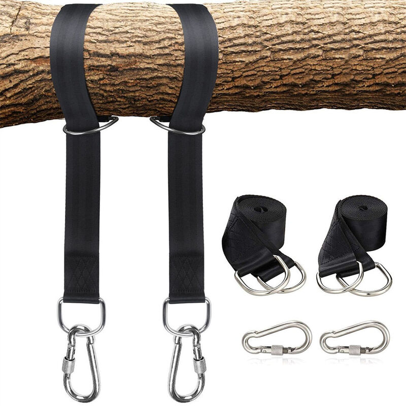 High Durable Safety Strength Polyester Heavy Duty Swing Straps Hanging Kit Hammock Straps with Lock Carabiner Hooks