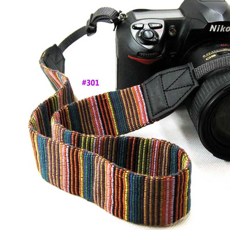 Foto berwarna-warni Kamera Tali Kapas Halaman Pola Leher Gaya Etnik Tali Kamera Bahu Tali Tangan Untuk Canon Nikon Sony