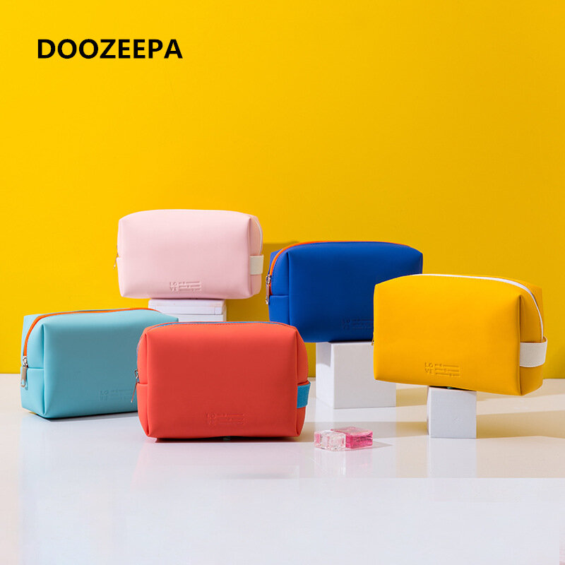 Doogeepa-bolsa de viaje impermeable para mujer, bolso de cosméticos de Pu, bonito color caramelo, bolsas de maquillaje, bolsa de almacenamiento de artículos de tocador portátil, caja organizadora