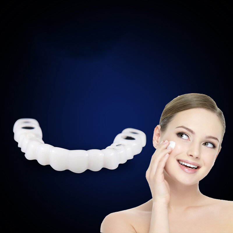 Silicone Bottom Upper False Teeth Veneers Dentures Fake Tooth Cosmetic Teeth Cover Fake Tooth Cover  Beauty Veneers Teeth
