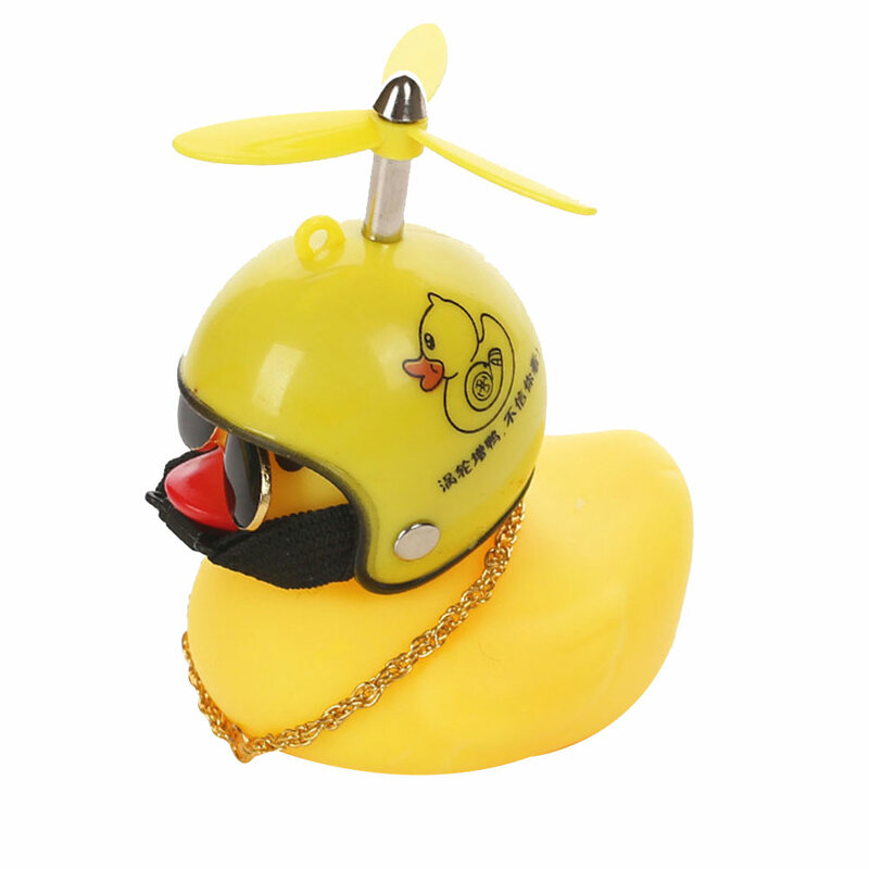 Pato luz buzina decoração para carro pequenos pato amarelo corta vento com capacete dfk889