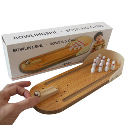 Mini bowling board game wooden children's puzzle innovative toy solid wooden parent-child fun ball