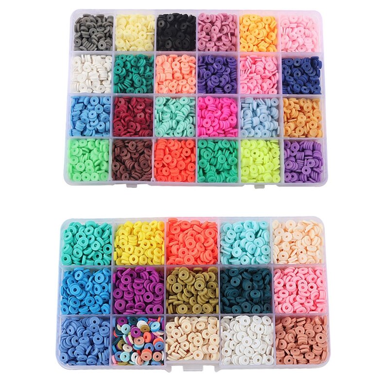 Contas coloridas l41b para fabricação de bracelete, caixa com múltiplas cores feitas de argila polímero, para pulseira, colar, 1 caixa