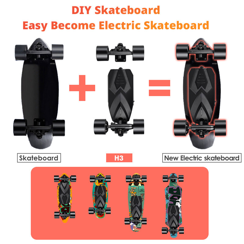 Teamgee H3 DIY Skate elétrico com controle remoto Equipado com Kit de Instalação Flexível Adequado para Todos os Skateboards Padrão