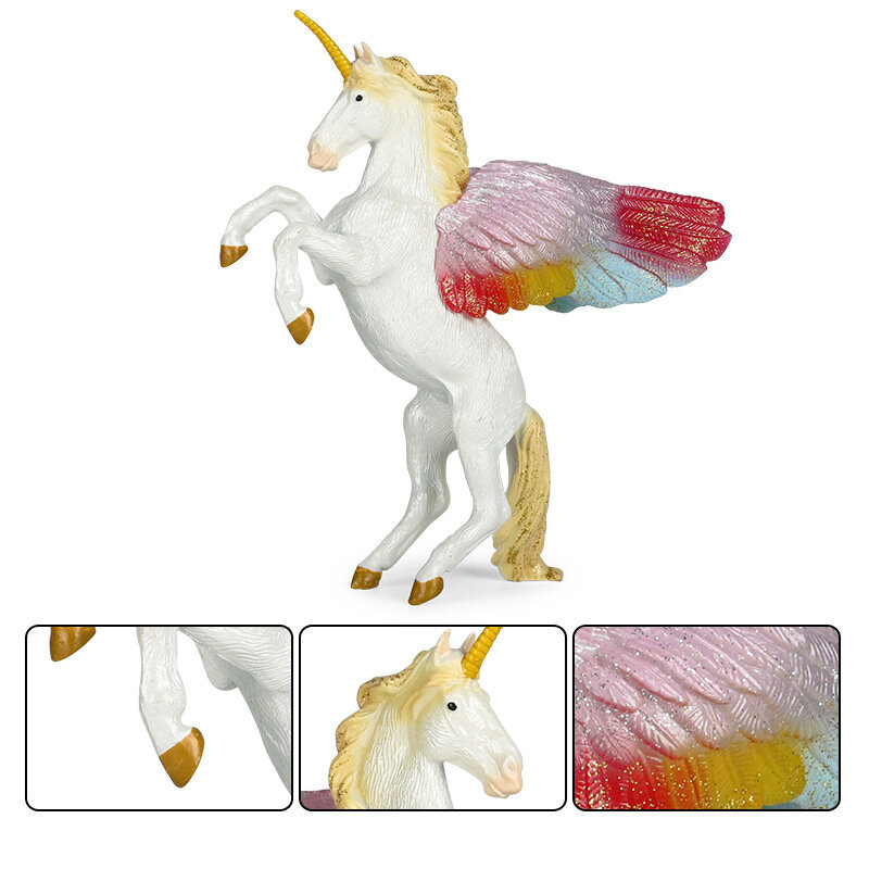 신제품 시뮬레이션 동물 모델 서양 신화 전설 컬러 페가수스 유니콘 플라스틱 솔리드 PVC 액션 피규어 어린이 장난감 선물 수집