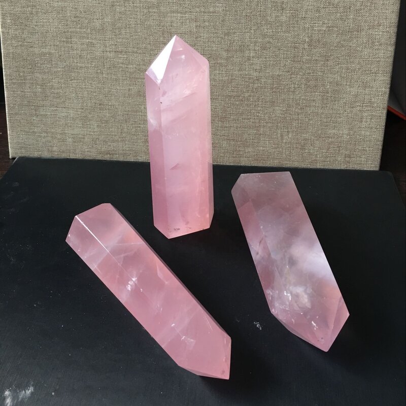 Piedra Natural de cristal de cuarzo, piedra curativa de Color puro, varita de obelisco mental, adornos rosas, 1 ud.