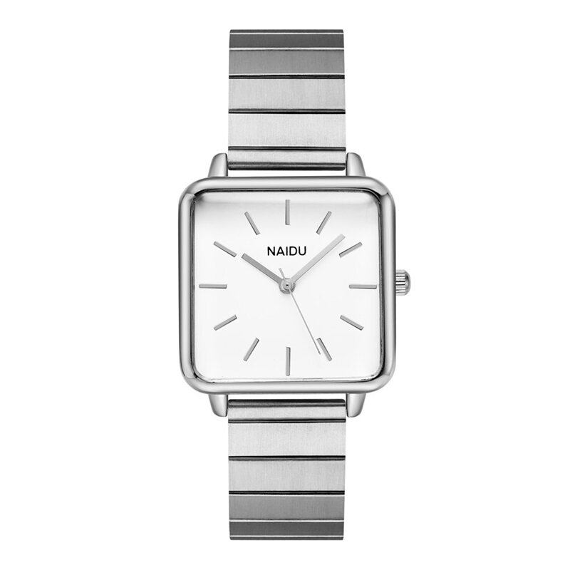 Minimalista relógios de escala moda feminina luxo ouro prata liga aço cinto quartzo relógios pulso casual quadrado relógio feminino w9872