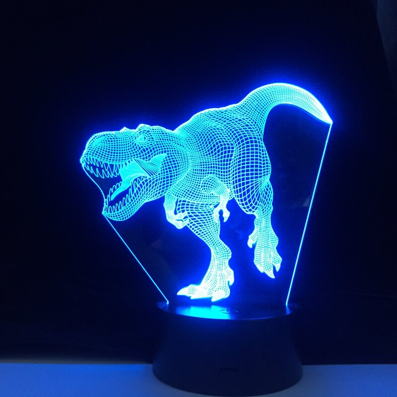 Lâmpada de led dinossauro série 16 cores 3d, luz noturna com controle remoto, lâmpadas de mesa brinquedos presente para crianças decoração de casa luz noturna