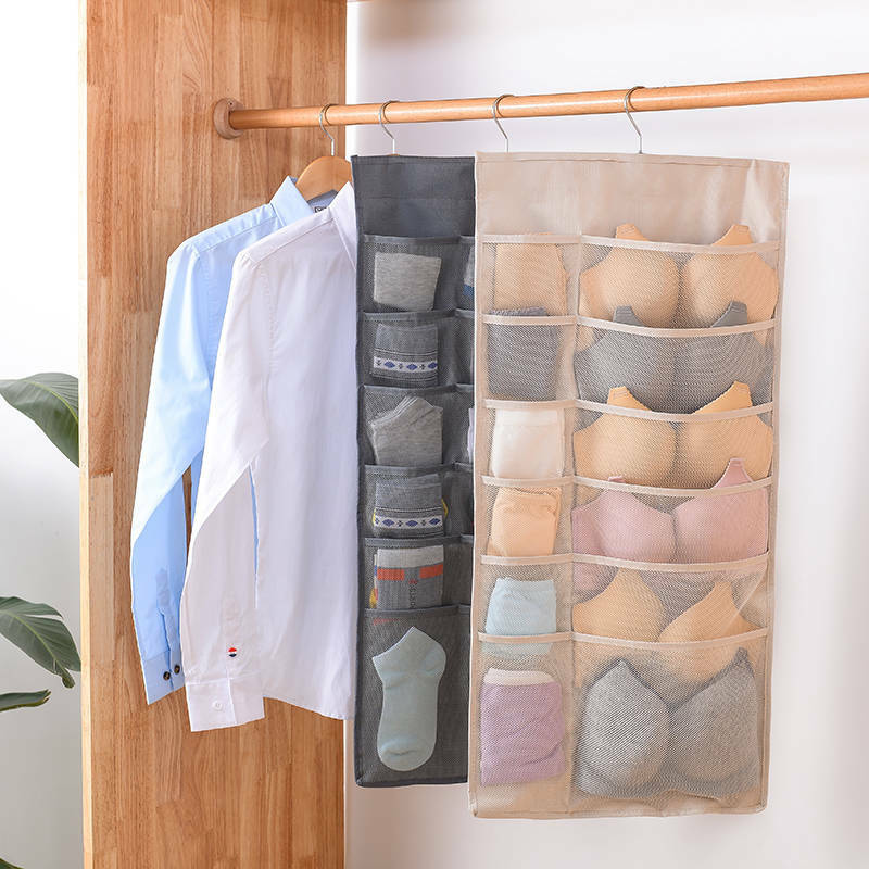 Wardrobe Storage Bag Foldable Hanging Organizer Underware Bra Socks Multi Pockets Bag Oxford Fabric Hang Storage Organizer Bag