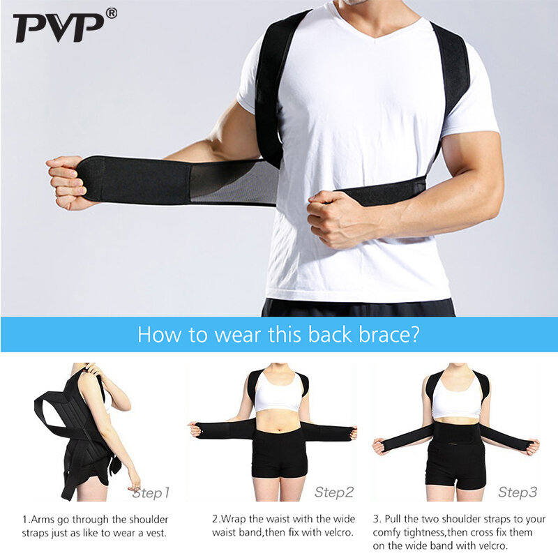 Pvp ajustável adulto espartilho postura correção cinto corpo cuidados de saúde volta postura corrector ombro lombar cinta coluna apoio