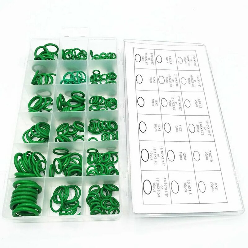 270Pcs Air Conditioning Rubber O Ring Seal Assortment Kit Green Air Con Nitrile Washers High Quality 18 Sizes