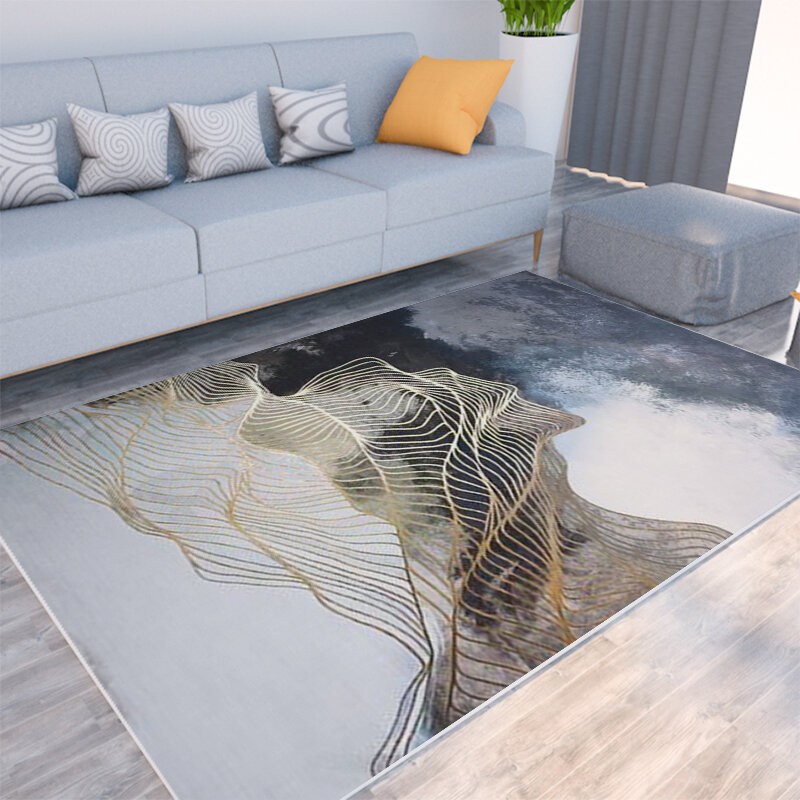 Tapis de tapis pour salon impression 3D géométrique tapis de sol en bois antidérapant tapis antisalissure pour chambre salon approvisionnement d'usine