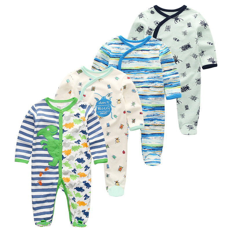 2021 2 3 4 pcs/lot Summer Baby Boy roupa de bebes Newborn Jumpsuit Long Sleeve Cotton Pajamas 0-12 Months Rompers Baby Clothes