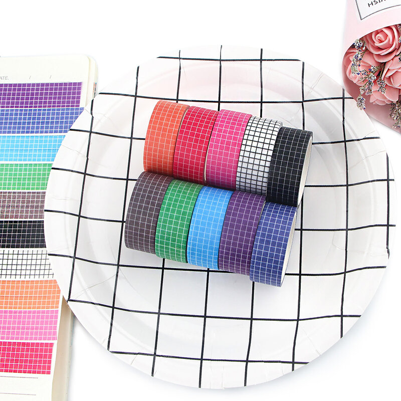 Cinta Washi colorida BH1019, 15mm x 5m, cinta adhesiva para planificador DIY, cintas adhesivas, pegatinas decorativas, papelería