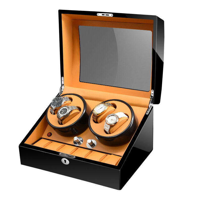 Bobinador de reloj automático, accesorio de madera para relojes, caja de almacenamiento de relojes, nueva versión 4 + 6