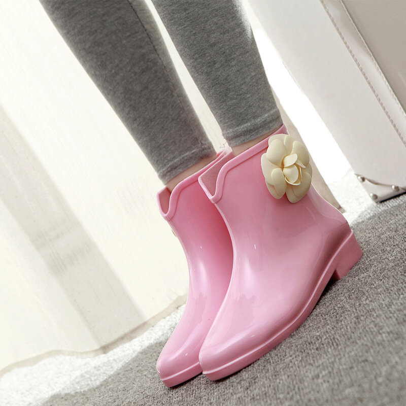 Sapatos de borracha botas de chuva à prova dwaterproof água das mulheres sapatos de tornozelo 2022 nova outono feminino água botas de chuva botas de tornozelo apartamentos antiderrapante