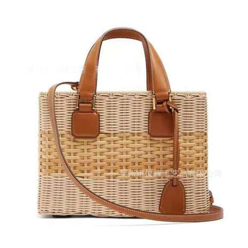 Woven Rattan bags for women Straw Shoulder Bags Wicker Woven Female Top Handle Hand Bags Large Capacity Lady Handbags Beach Bag