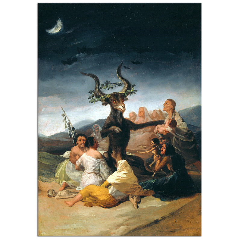 Strega Sabbath Francisco Goya Poster Vintage pittura antica immagine di arte della parete diavolo satana cornuto capra stampa su tela decorazione