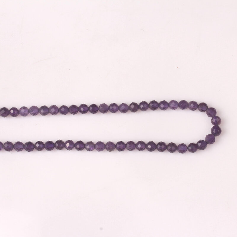 Cuentas redondas sueltas de cristal de cuarzo púrpura para fabricación de joyas, amatista de faceta Natural de 4mm, accesorios de bricolaje para collar, pulsera