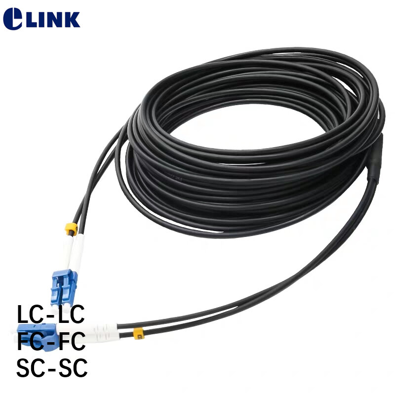 Cable de fibra óptica impermeable para exteriores, Parche de plomo de armadura FTTA, 40mtr 2C, 5,0mm, LSZH, LC SC FC ST, 2 núcleos, SM DX