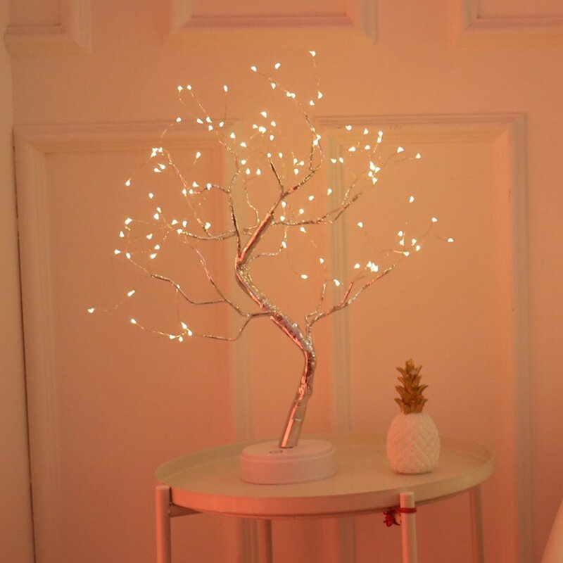 Luces LED de noche de bonsái para decoración del hogar, lámpara colorida de árbol de Navidad con USB, Interruptor táctil, luces de hadas estrelladas