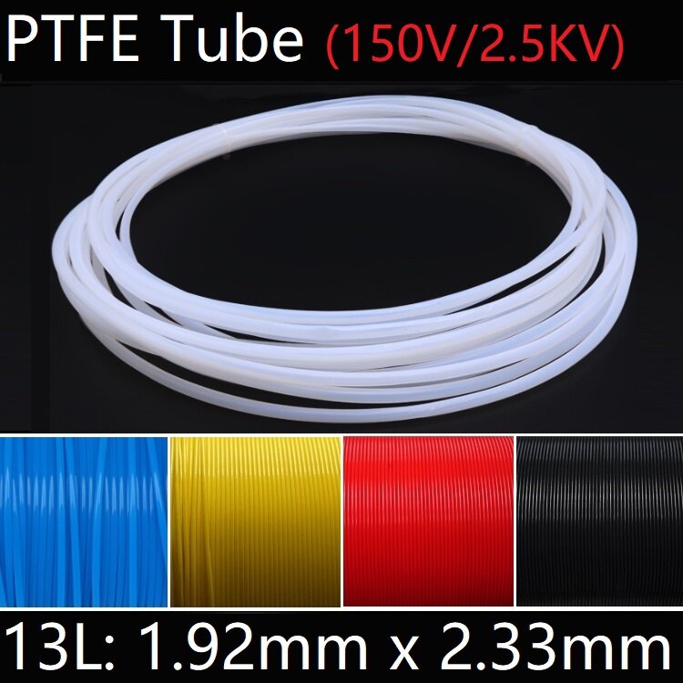 Tubo de PTFE de 13L, 1,92mm x 2,33mm, eflón aislado, tubo rígido F4, manguera de transmisión resistente a altas temperaturas, 150V, colorido